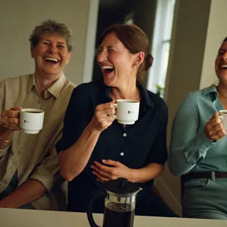 Housemates sharing coffee at a table